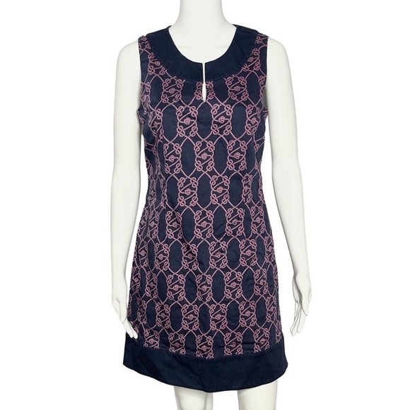 Vineyard Vines Dresses & Skirts - Vineyard Vines By Shep & Ian Navy Pink Chain Print Sleeveless Shift Dress Size 4